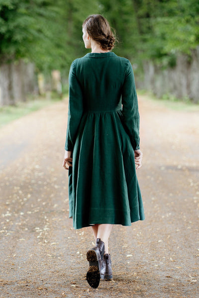 Classic Dress, Evergreen, Long Sleeve#color_evergreen