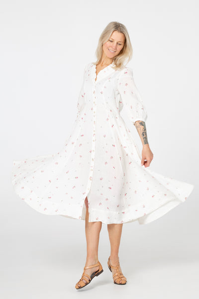 Ophelia Dress, 3/4 Sleeve, Apple Blossom