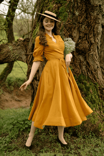 Darcy Dress, Short Sleeve, Marigold