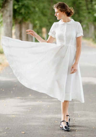 Classic Dress, Short Sleeve#color_white-magnolia