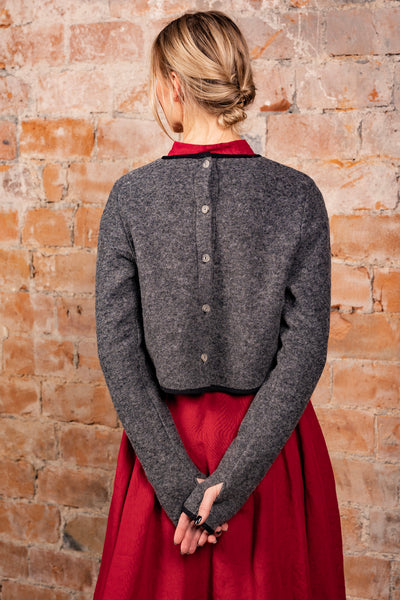 Crop Sweater, Wool, Charcoal Grey