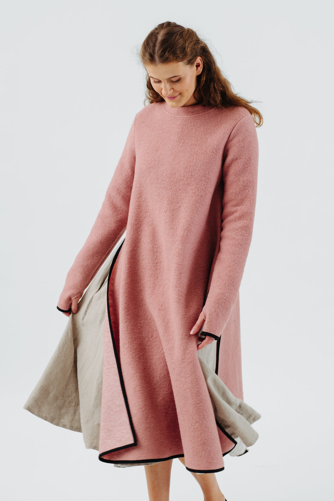 Double Slit Dress, Wool#color_pink