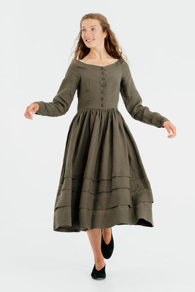 Eyre Dress, Long Sleeve, Pine Green