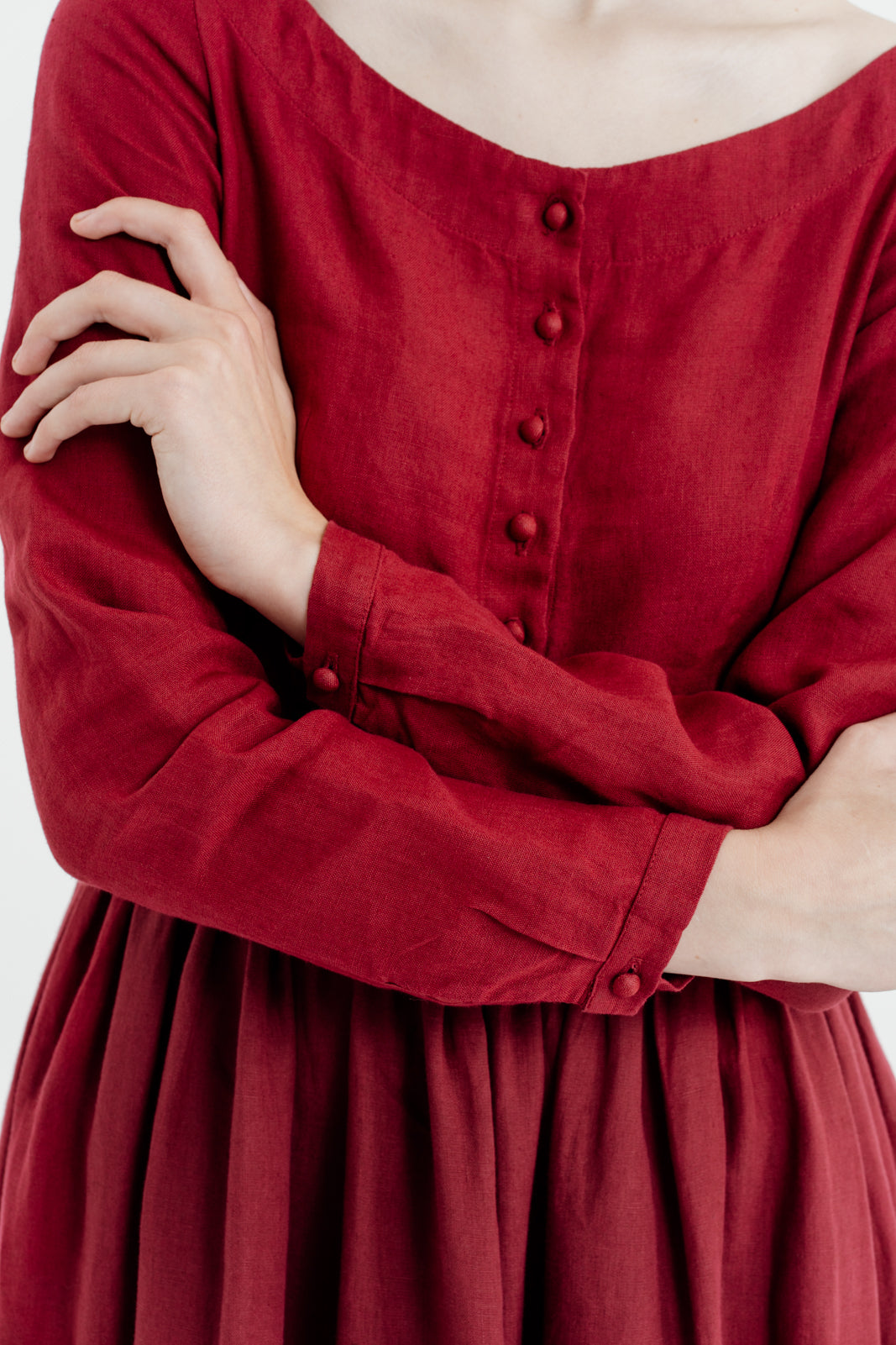 Eyre Dress, Long Sleeve, Marsala Red