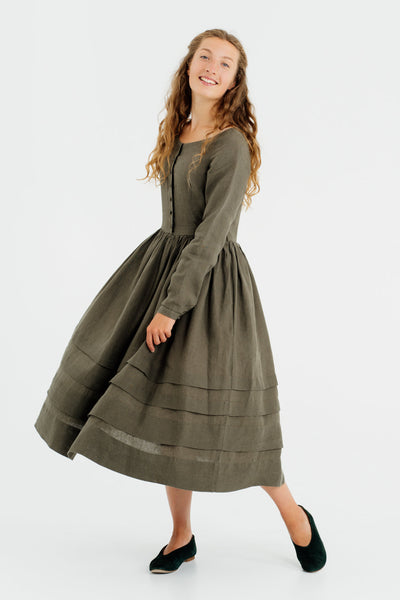 Eyre Dress, Long Sleeve, Pine Green