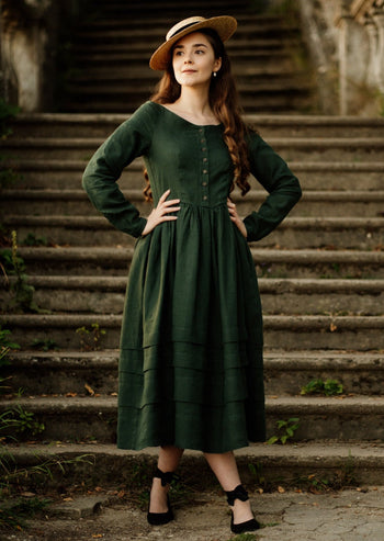Eyre Dress, Long Sleeve, Evergreen