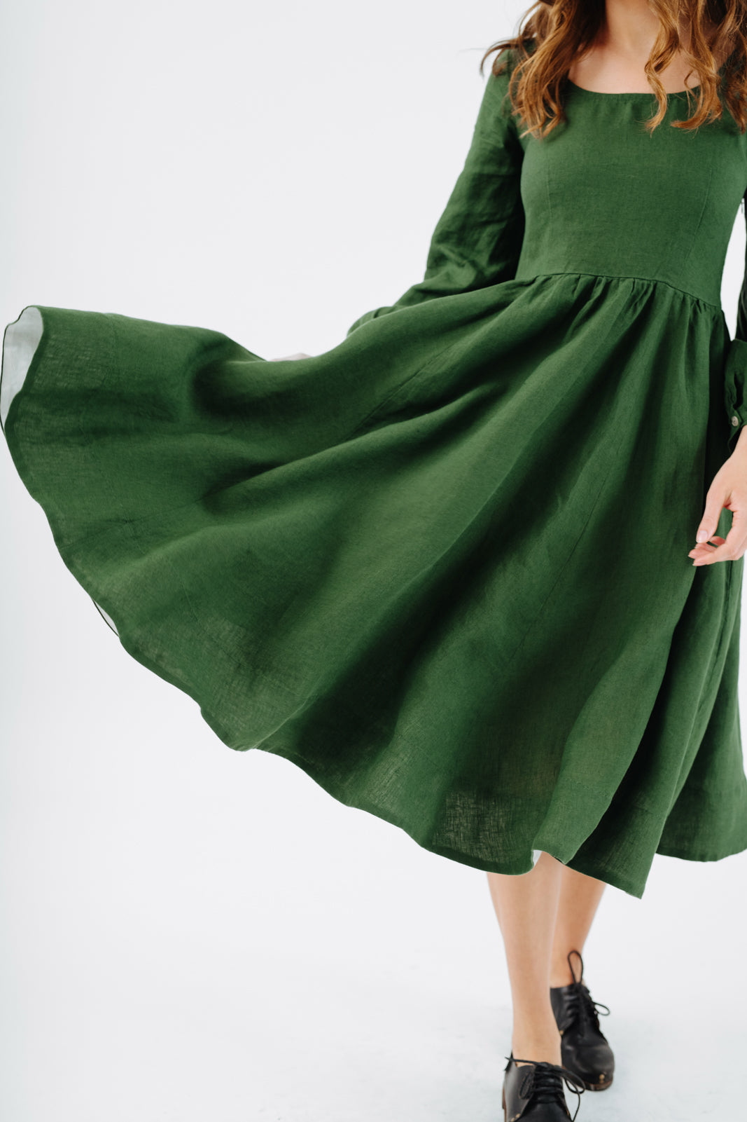 Son de Flor Carmen Dress, Long Sleeve#color_emerald-green