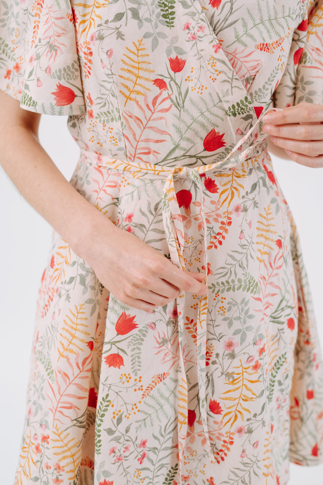 Mini Wrap Dress, Butterfly Sleeve, Whimsical Garden