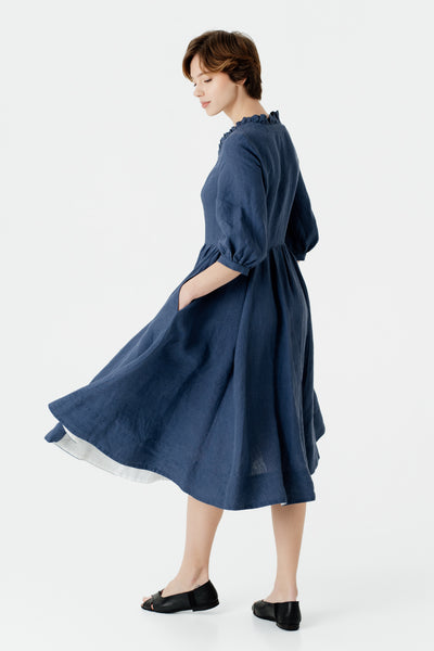 Ophelia Dress, 3/4 Sleeve, Moonlight Blue