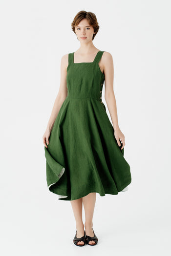 Pinafore Dress, Sleeveless, Emerald Green