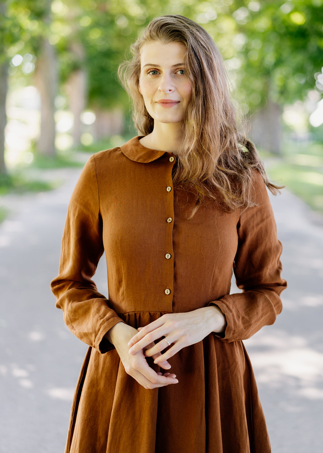Classic Dress, Long Sleeve - Son de Flor#color_warm-brown