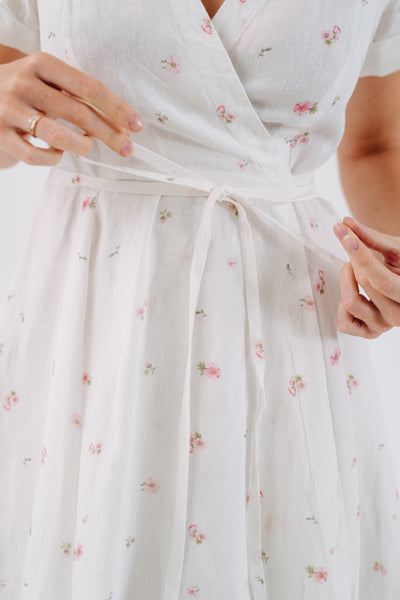Wrap Dress, Short Sleeve, Apple Blossom