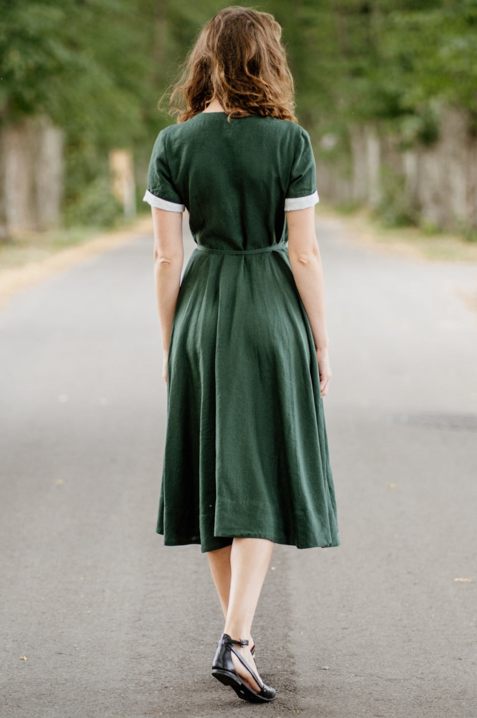 Wrap Dress, Short Sleeve#color_evergreen