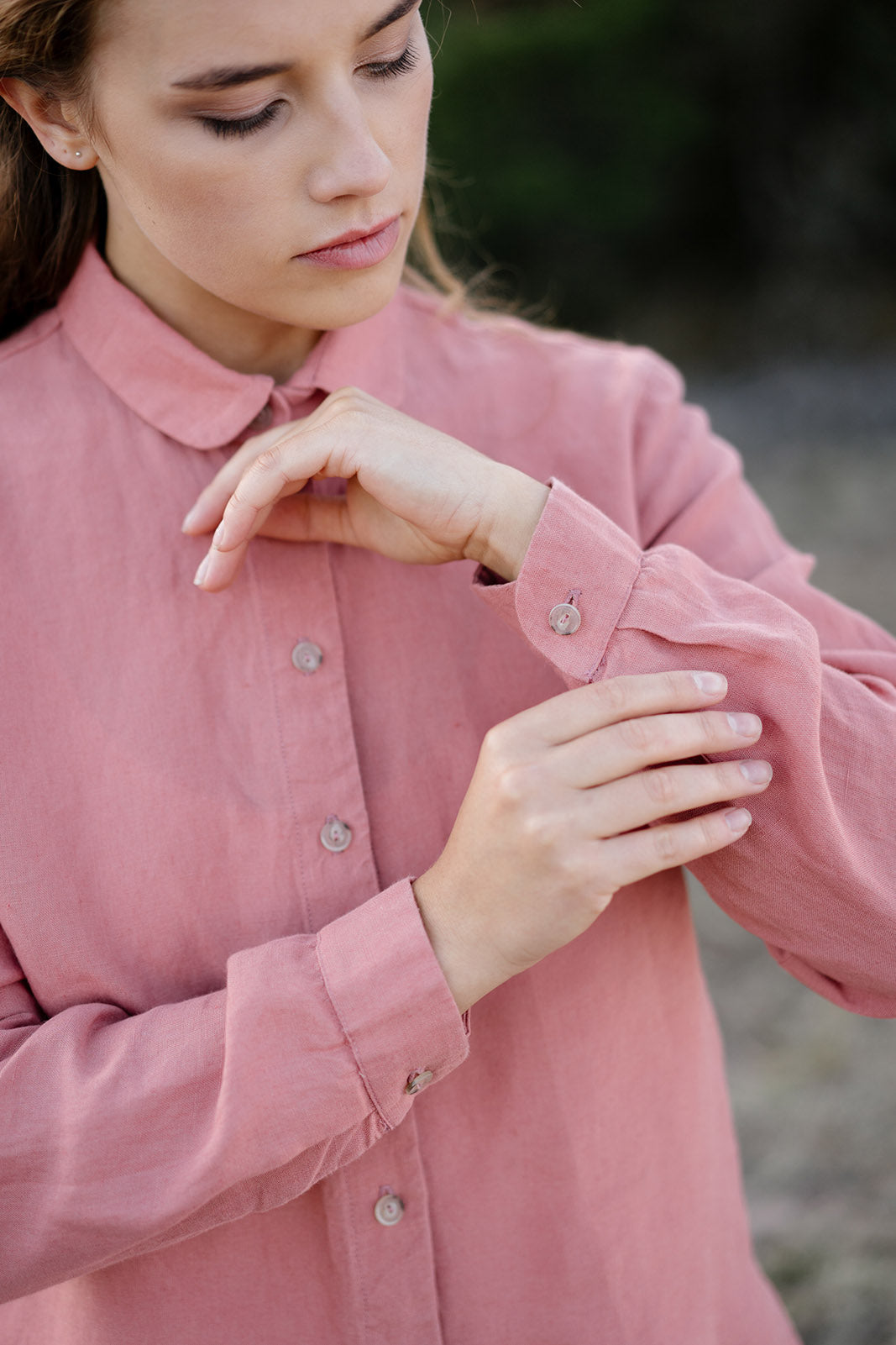 Sophie Shirt, Vintage Pink, Linen Material, Long Sleeve - Son de Flor#color_vintage-pink