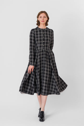 Classic Dress, Long Sleeve, Black Tartan#color_black-tartan