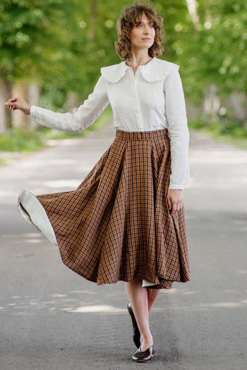 Classic Skirt, Brown Tartan#color_brown-tartan