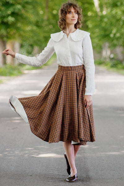 Classic Skirt, Brown Tartan#color_brown-tartan