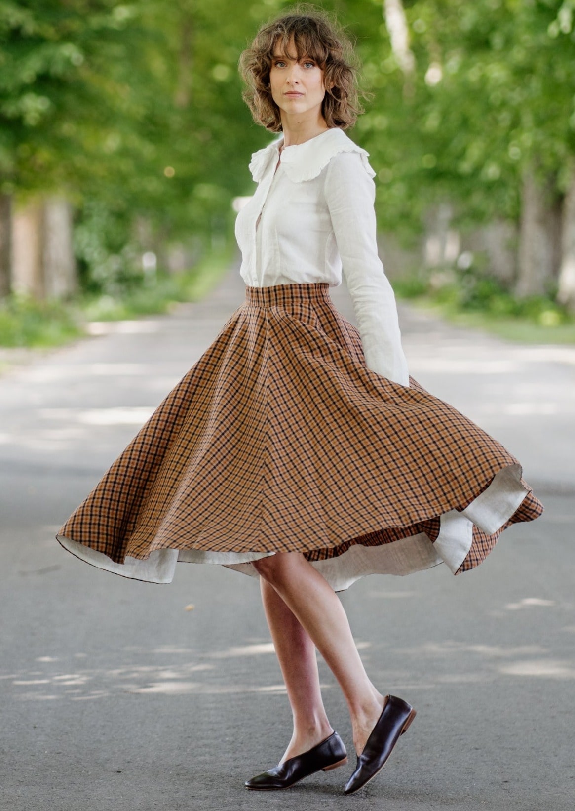 Classic Skirt, Brown Tartan#color_brown-tartan