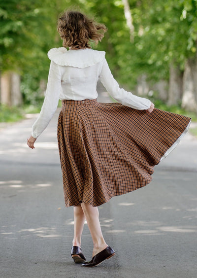 Classic Skirt, Brown Tartan#color_brown-tartan