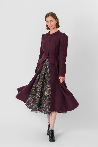 Elizabeth Coat, Long Sleeve, Twill Linen, Royal Grape#color_royal-grape