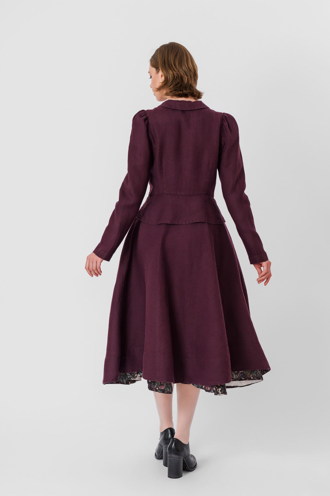 Elizabeth Coat, Long Sleeve, Twill Linen, Royal Grape#color_royal-grape