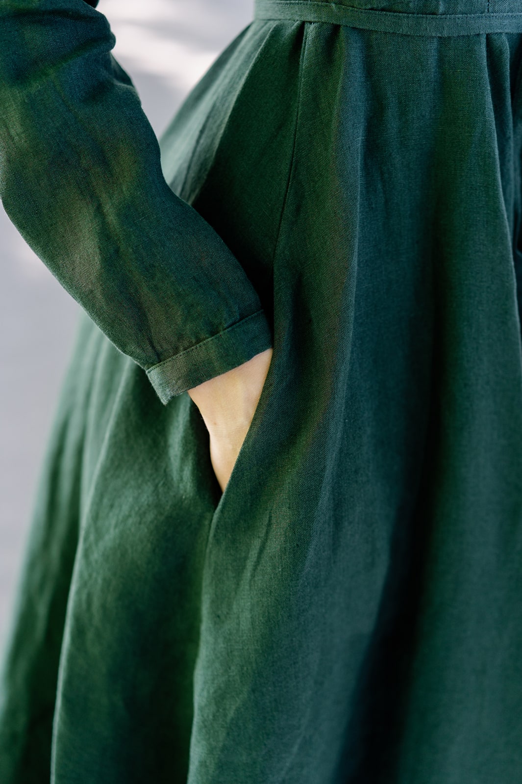 Wrap Dress, Long Sleeve, Evergreen#color_evergreen