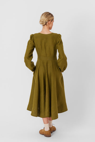 Bridget Dress, Long Sleeve, Rosemary Green