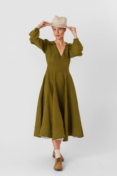 Bridget Dress, Long Sleeve, Rosemary Green