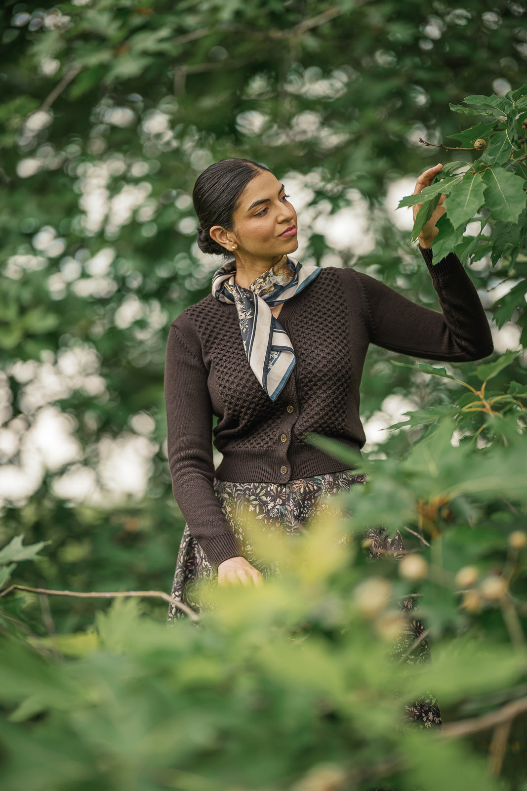 Elaine Cardigan, Wool, Espresso Brown