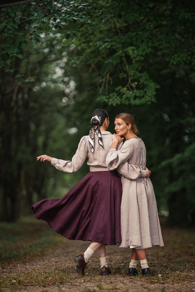 Classic Skirt, Twill Linen, Royal Grape