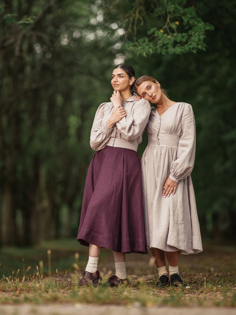 Classic Skirt, Twill Linen, Royal Grape