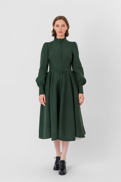 Abigail Dress, Long Sleeve, Evergreen