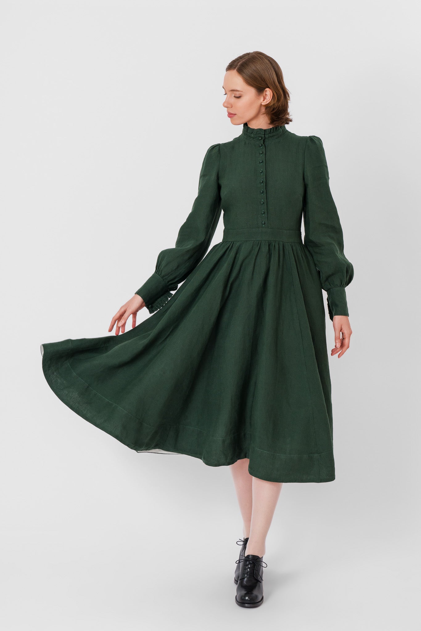 Abigail Dress, Long Sleeve, Evergreen