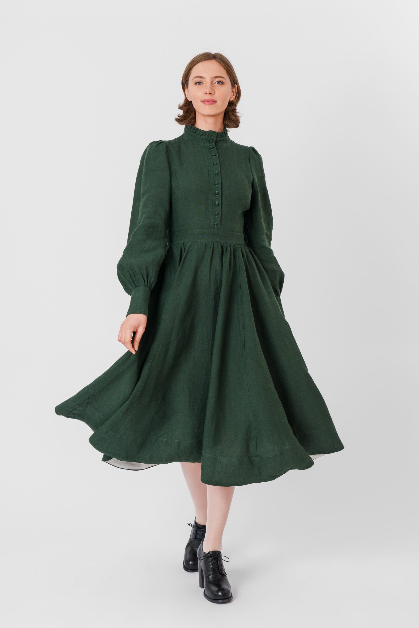 Abigail Dress, Long Sleeve, Evergreen