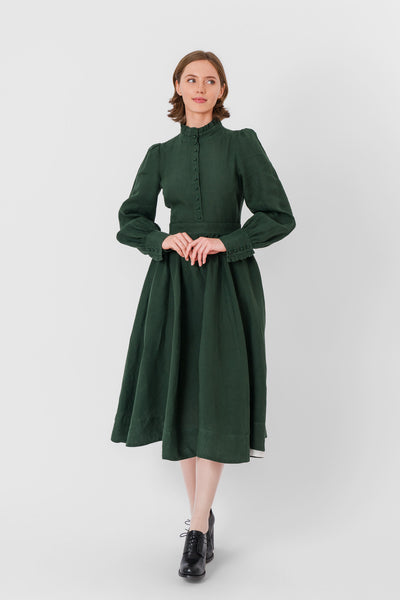 Abigail Dress, Long Sleeve, Evergreen