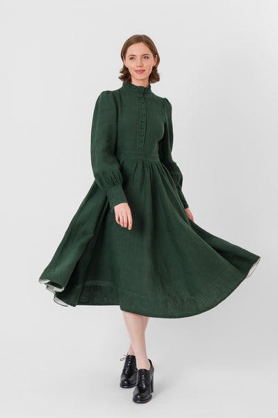 Abigail Dress, Long Sleeve, Evergreen