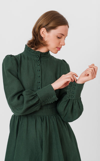 Abigail Dress, Long Sleeve, Evergreen