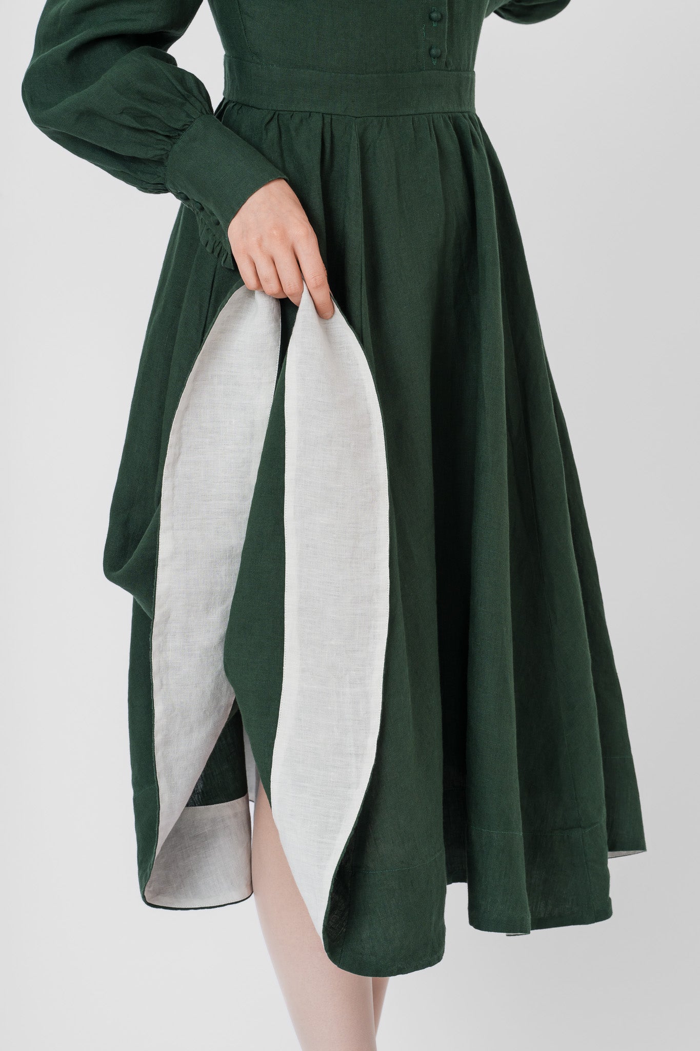 Abigail Dress, Long Sleeve, Evergreen