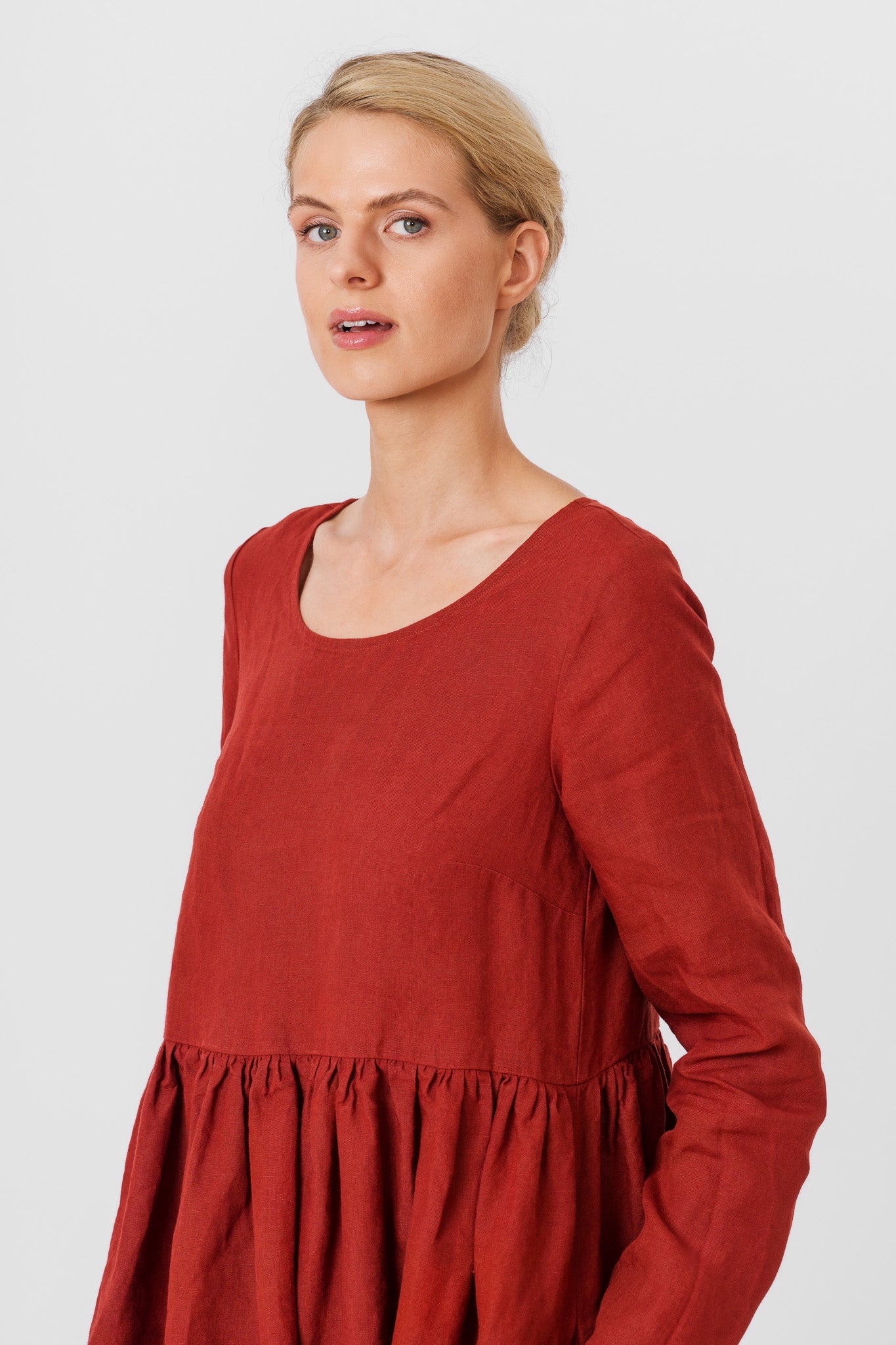 Smock Dress, Long Sleeve, Deep Terracotta