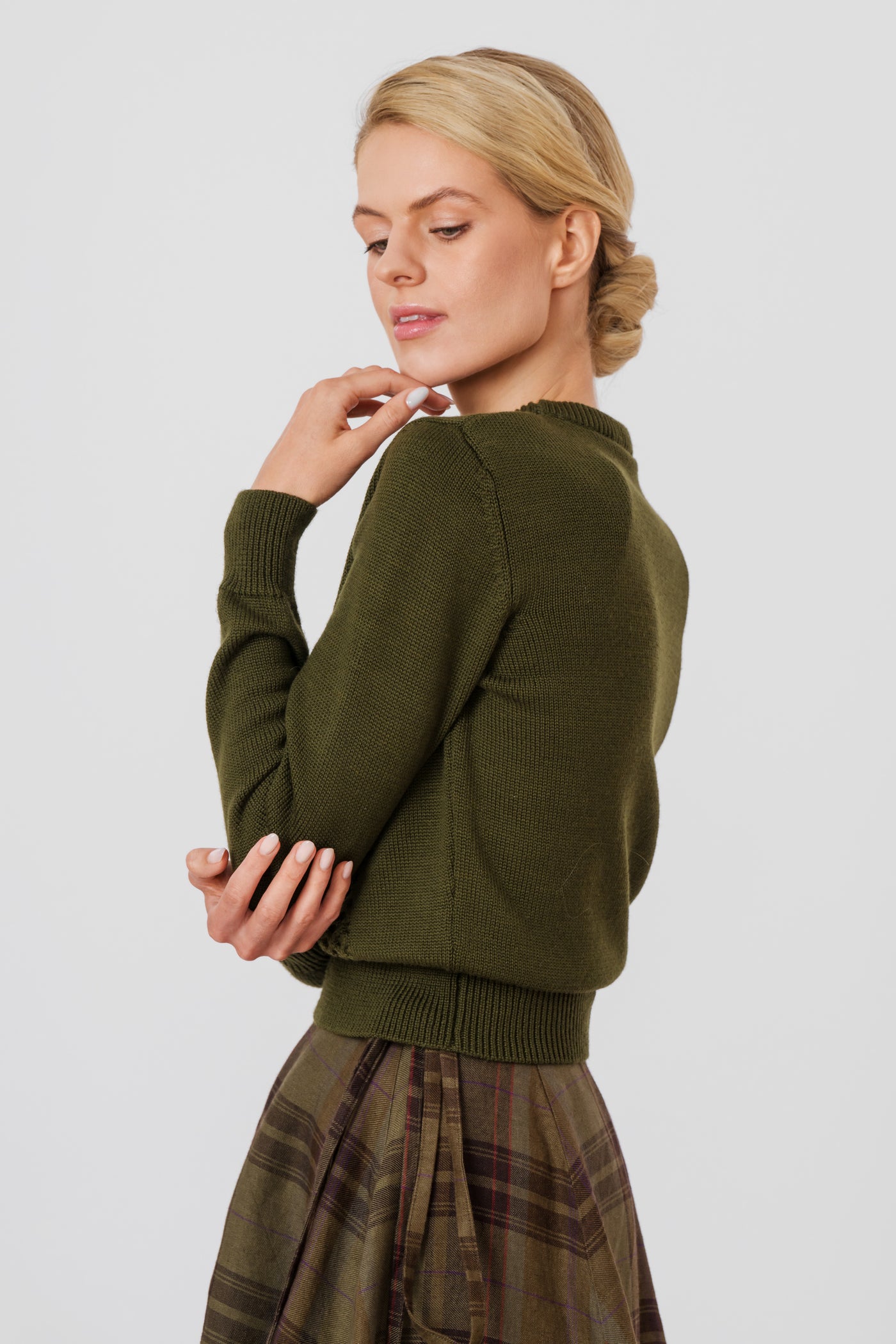 Elaine Pullover, Wool, Moss Green#color_moss-green