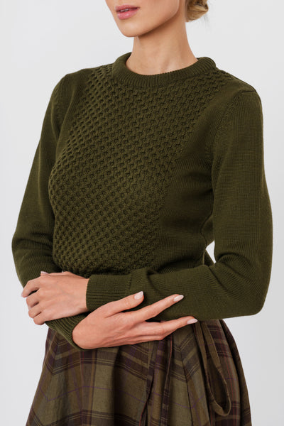 Elaine Pullover, Wool, Moss Green