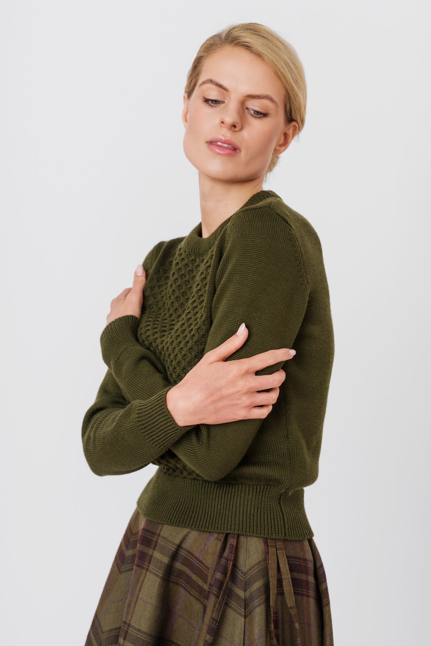 Elaine Pullover, Wool, Moss Green#color_moss-green