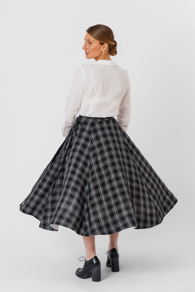 Wrap Skirt, Black Tartan#color_black-tartan