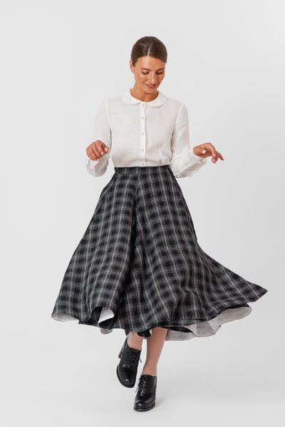 Wrap Skirt, Black Tartan#color_black-tartan