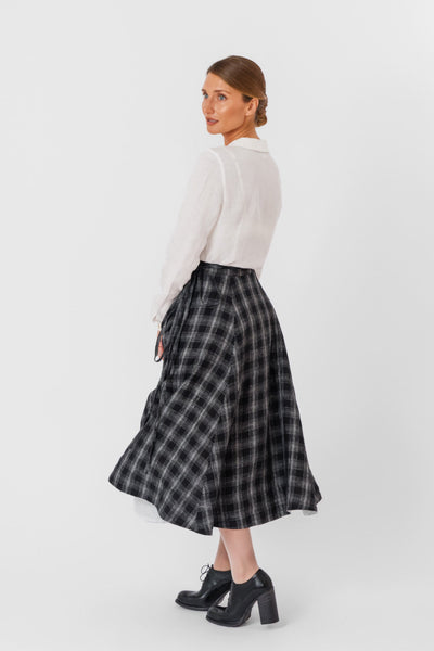 Wrap Skirt, Black Tartan