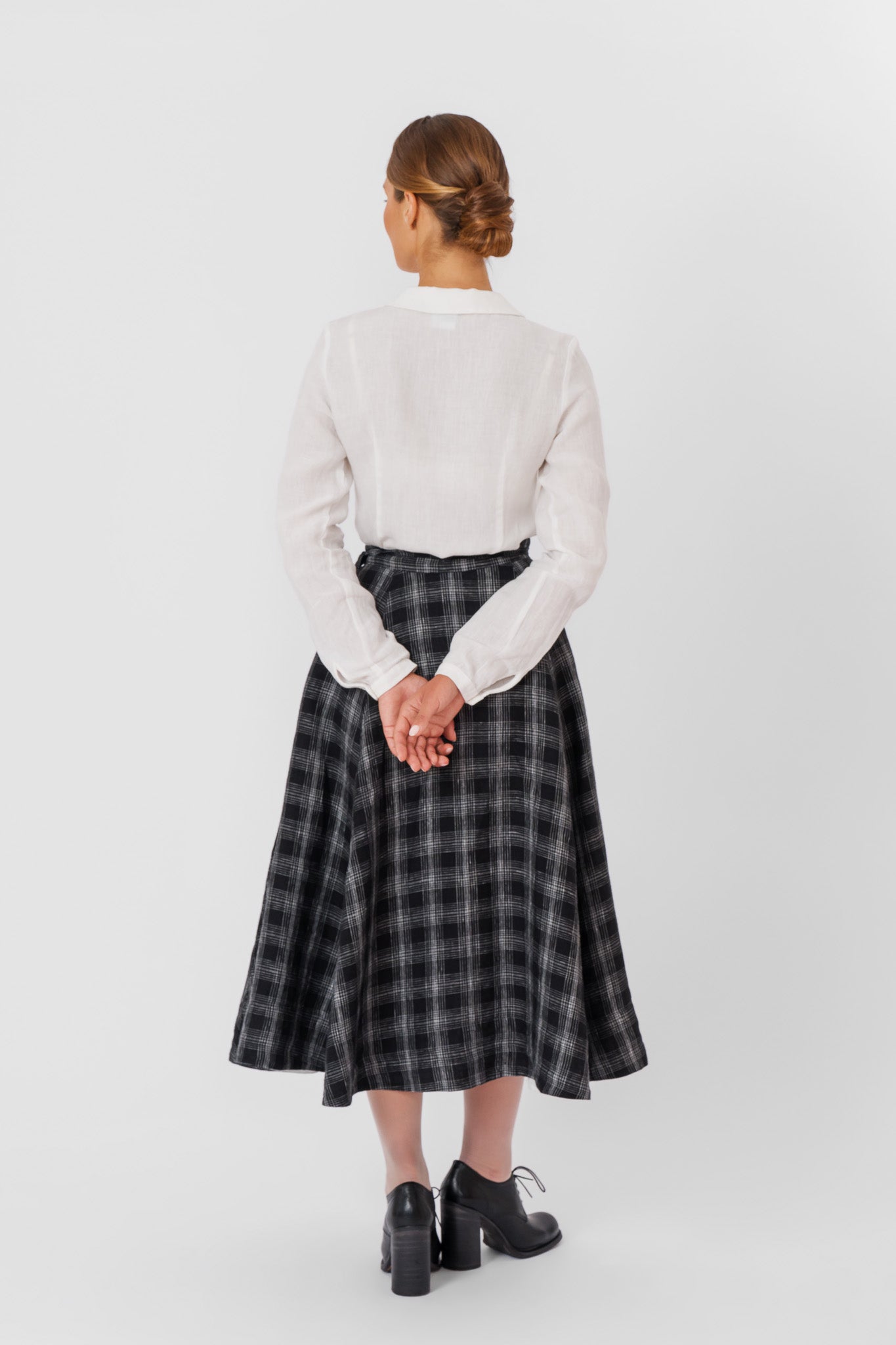 Wrap Skirt, Black Tartan