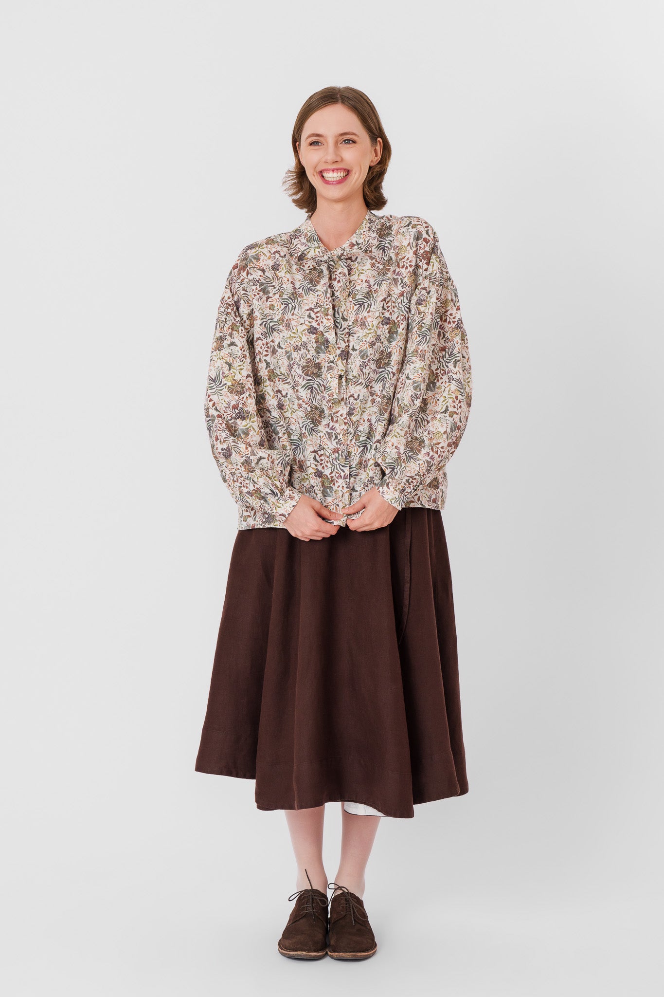 Wrap Skirt, Twill Linen, Espresso Brown