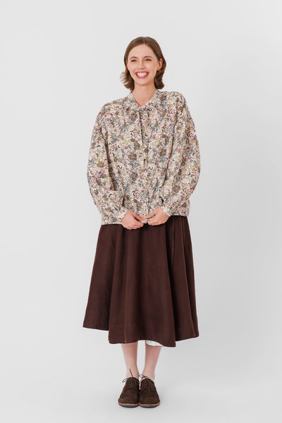 Wrap Skirt, Twill Linen, Espresso Brown#color_espresso-brown