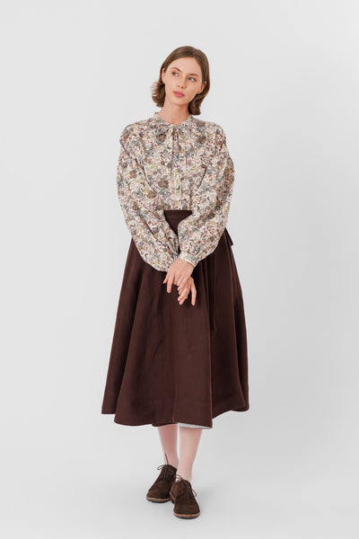 Wrap Skirt, Twill Linen, Espresso Brown