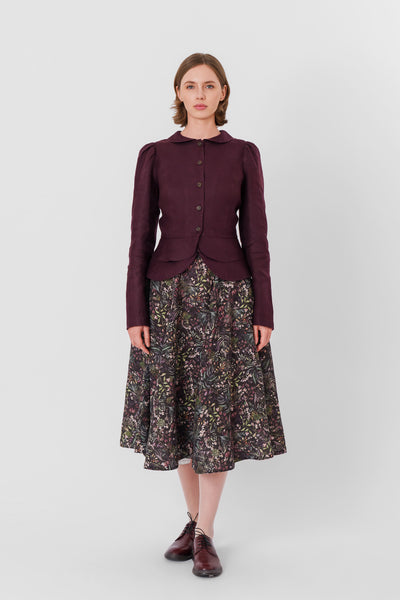 Elizabeth Jacket, Long Sleeve, Twill Linen, Royal Grape#color_royal-grape